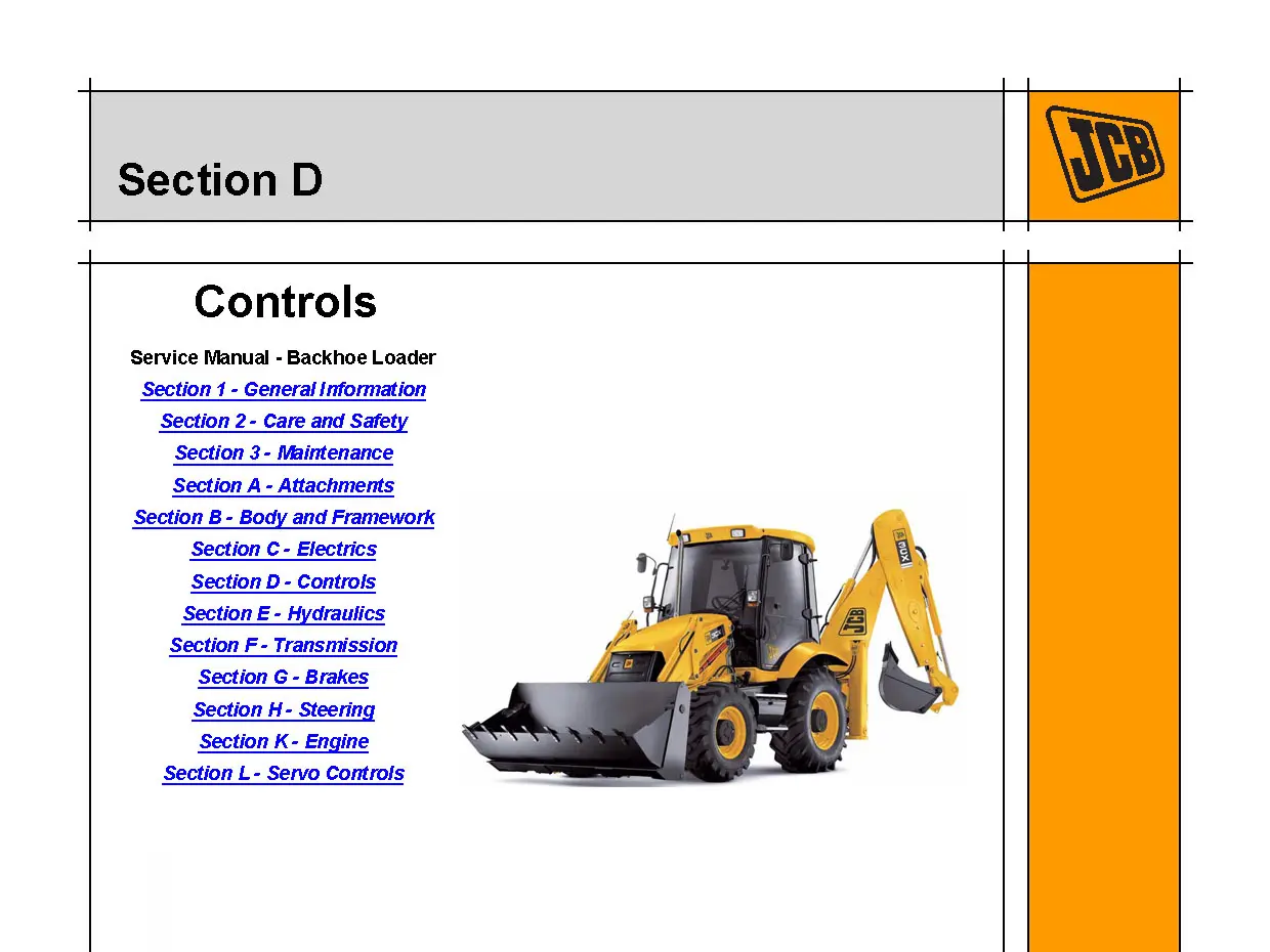 Органы управления JCB 3CX / 4CX — руководство по регулировке и ремонту