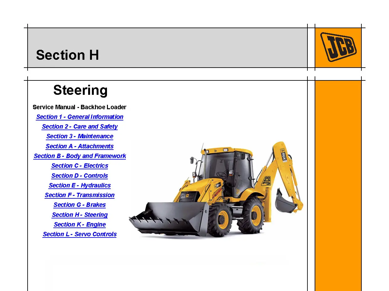  Рулевое управление JCB 3CX / 4CX — руководство по диагностике и ремонту