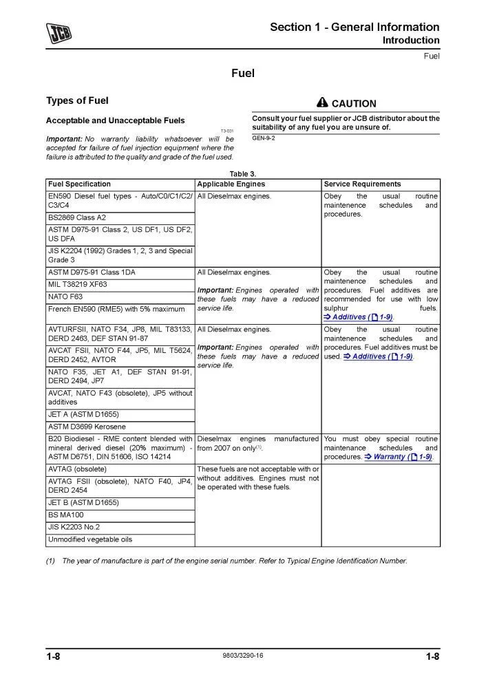 Информация о топливе для двигателей JCB | Запчасти для спецтехники от дистрибьютора РУСТЕХ - лидера рынка с 2011 года.