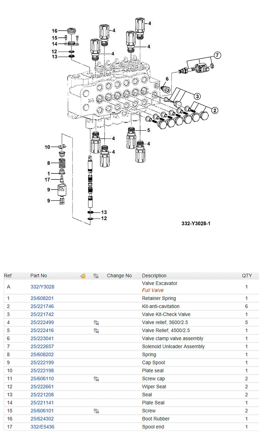 Гидрораспределитель задний 3DX без г/м 332/Y3028 JCB