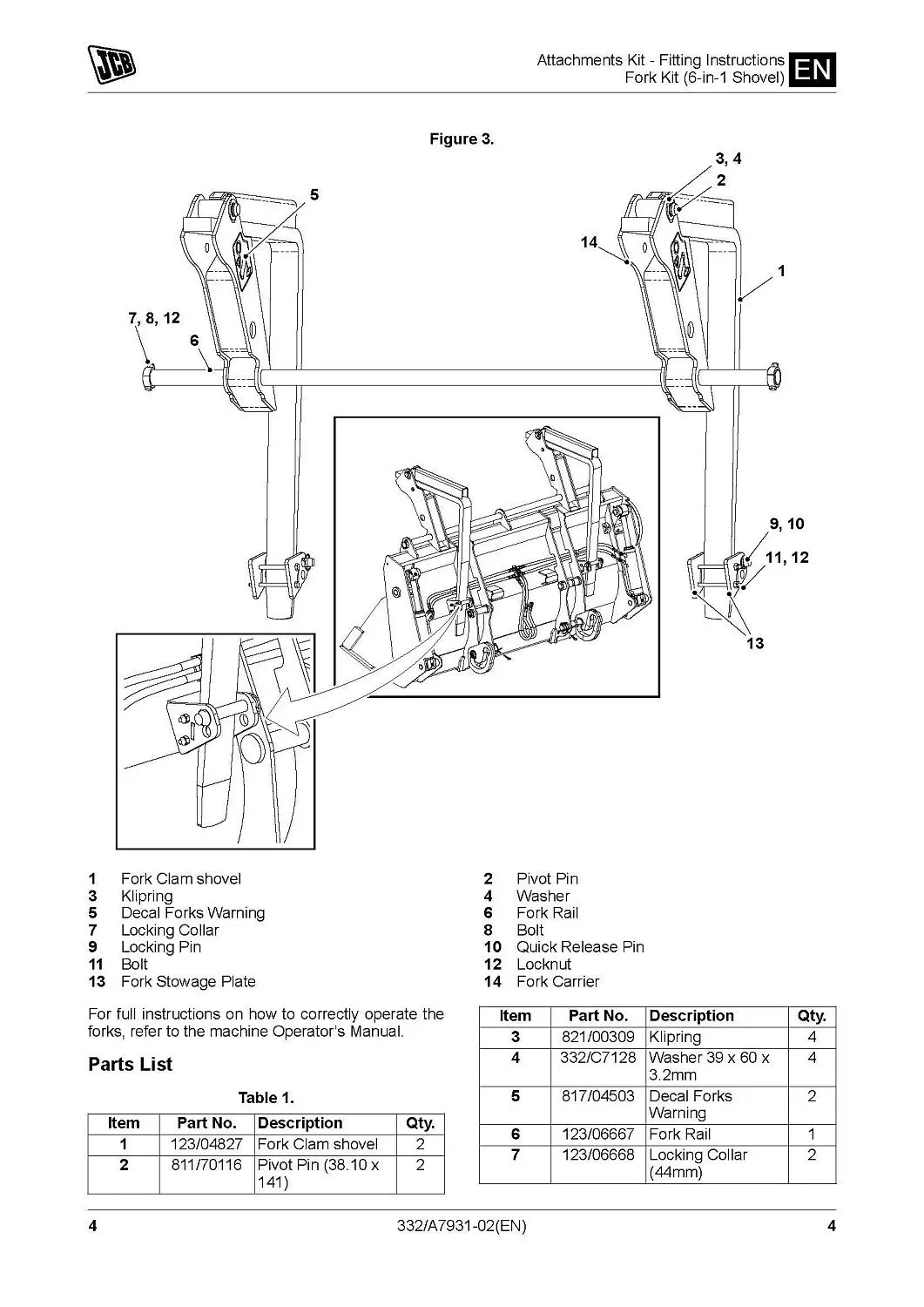 Вилы комплект 980/A7929P, 980/A7928P, 123/04827 INTER А