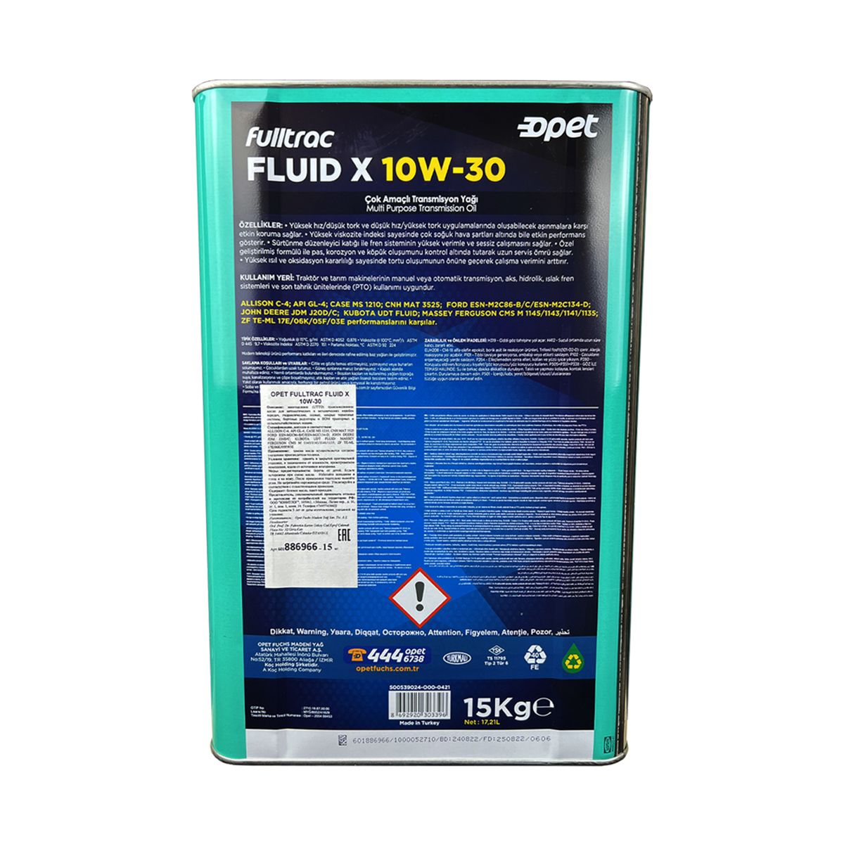 Купить Масло трансмиссионное OPET UTTO Fulltrac Fluid Y 10W-30 GL-4 18 л со склада в Москве. Оригинальные и OEM запчасти в наличии. Широкий выбор, гарантия качества. | РУСТЕХ.