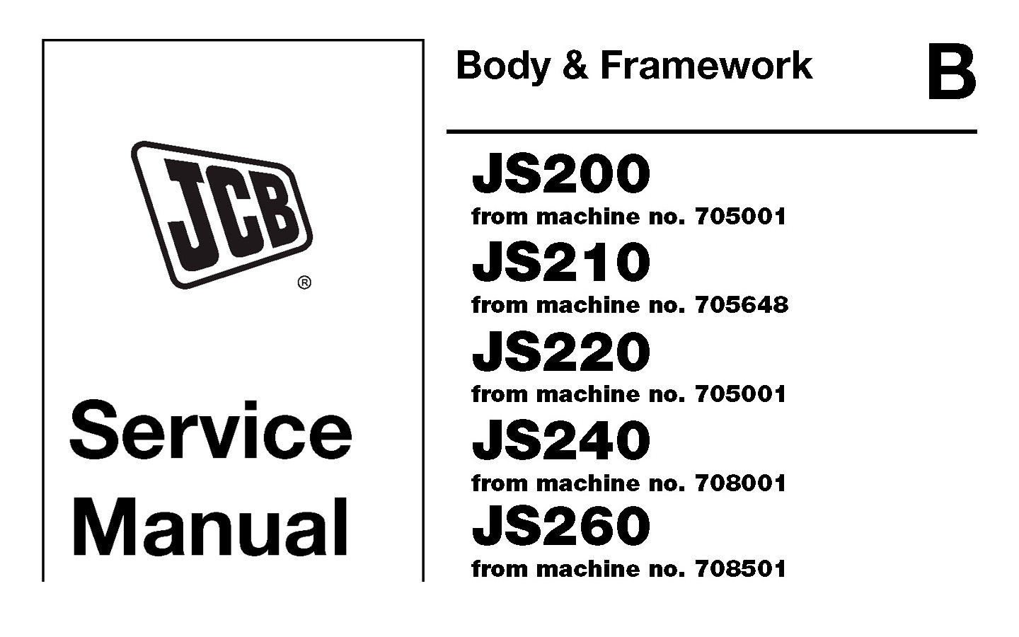 Кузов и рама JCB JS200 / JS220 / JS240 / JS260