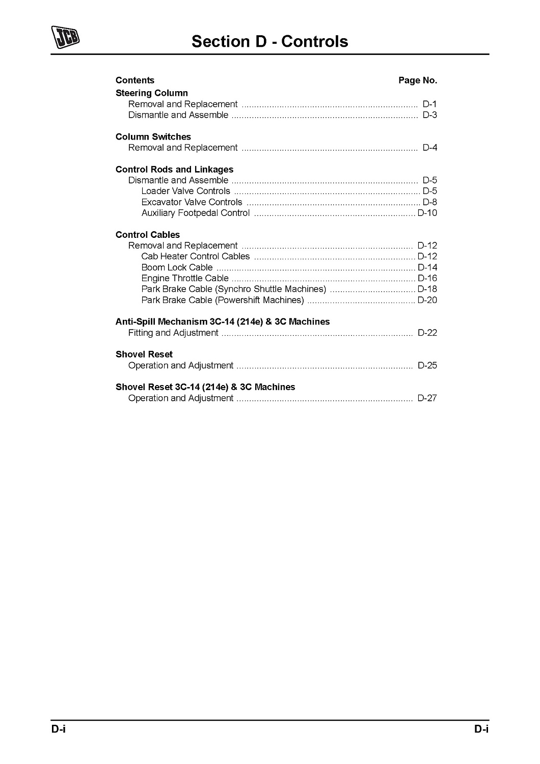 Органы управления JCB 3CX / 4CX — руководство по регулировке и ремонту