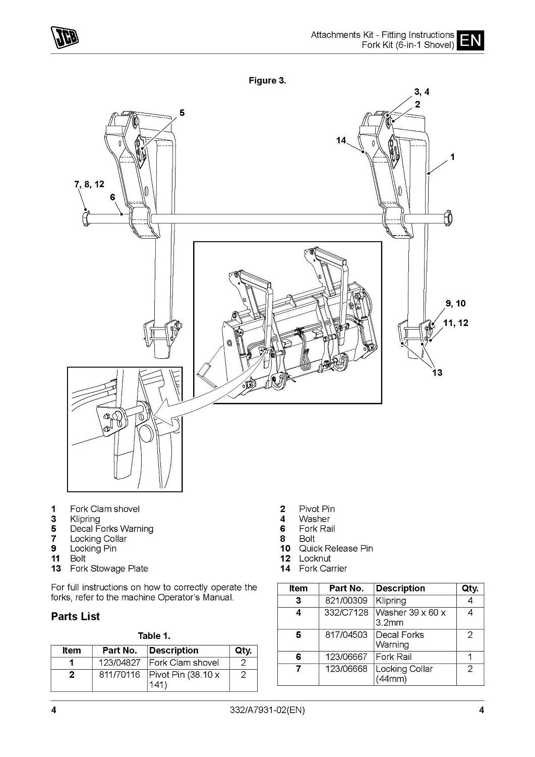 Вилы комплект 980/A7929P, 980/A7928P, 123/04827 INTER А